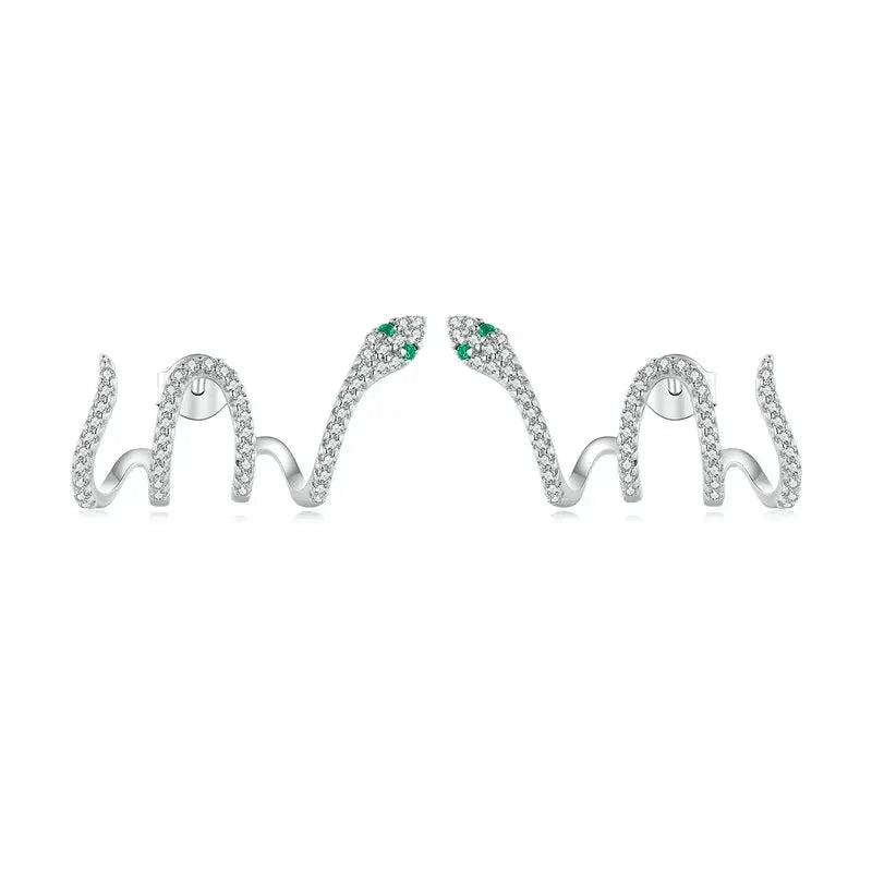 925 Sterling Silver Multi-Layer Snake Stud Earrings