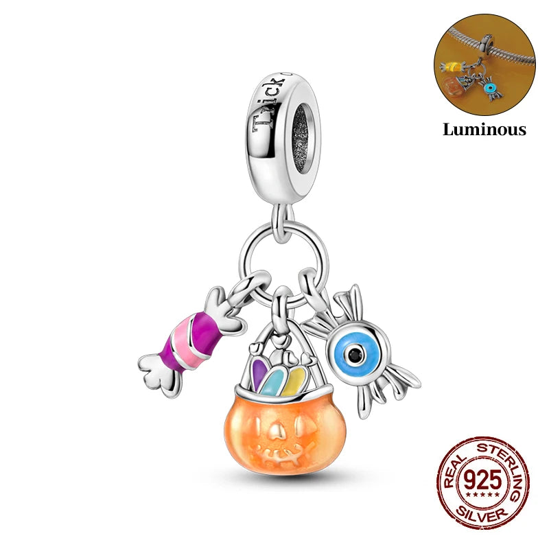 925 Sterling Silver Halloween Luminous Charm Bead