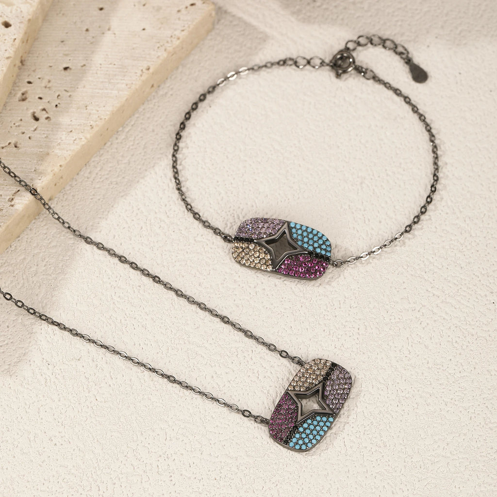 925 Sterling Silver Colorful Stars Jewelry Set