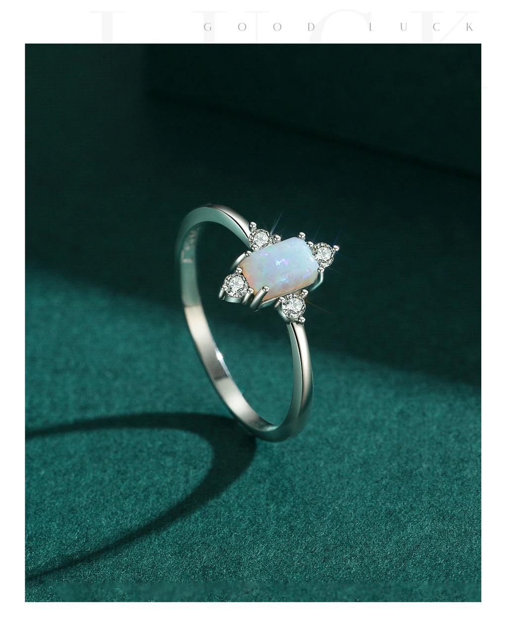 925 Sterling Silver Rectangle Opal Jewelry Set