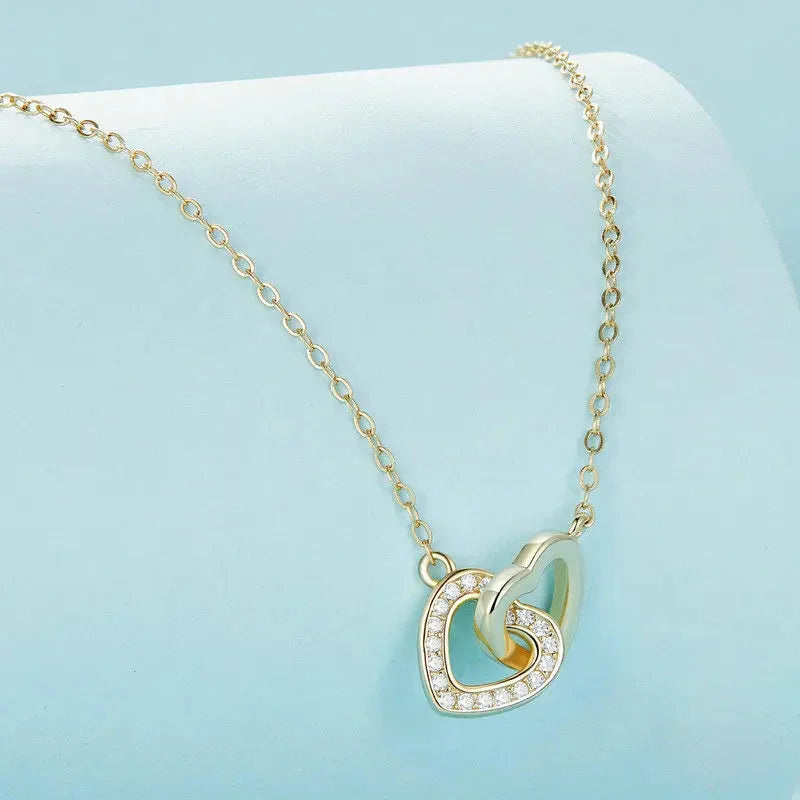 925 Sterling Silver Connected Hearts Choker Necklace