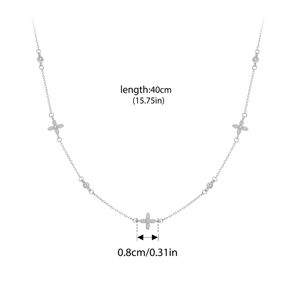 925 Sterling Silver Four-Petal Flower Necklace