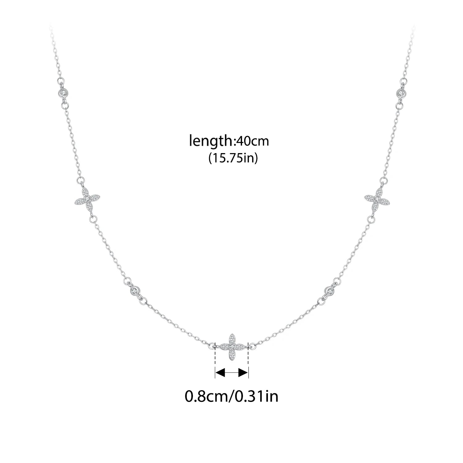 925 Sterling Silver Four-Petal Flower Necklace