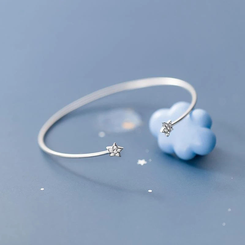 925 Sterling Silver Star Charm Bangle