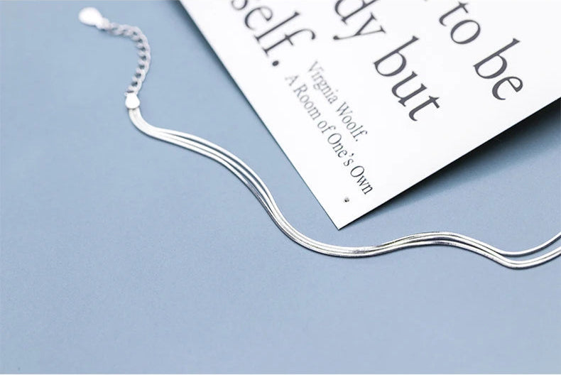 925 Sterling Silver Three Layer Snake Bone Chain Bracelet
