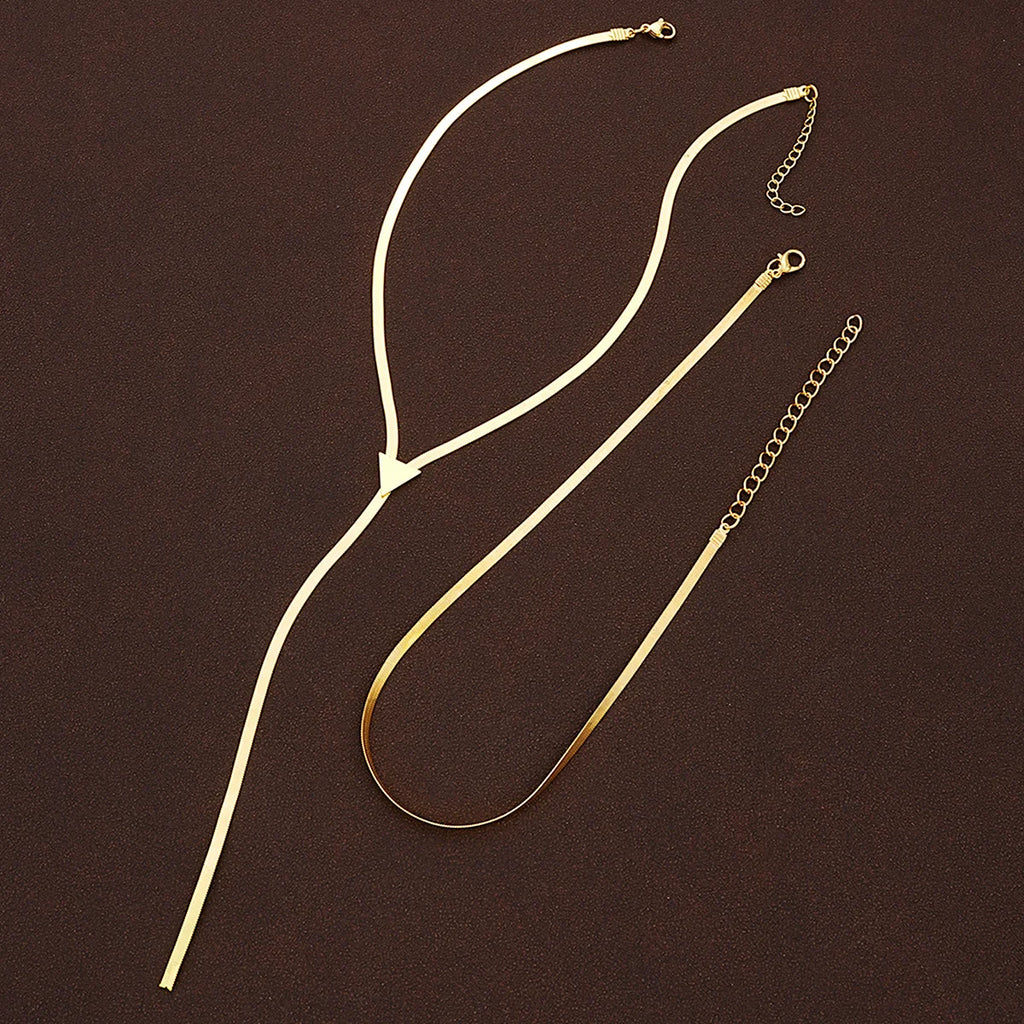 Layered Gold Triangle Tassel Necklace