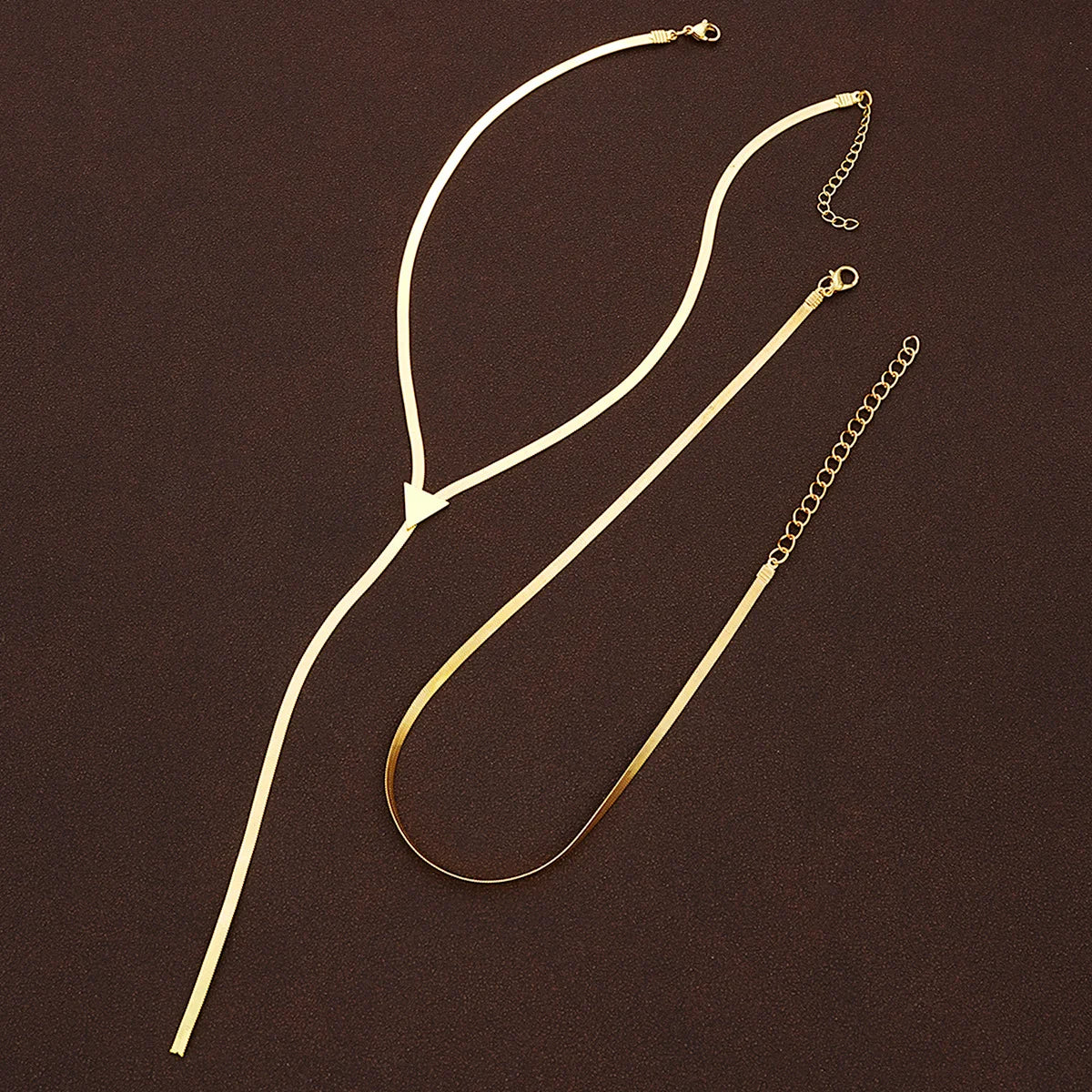 Layered Gold Triangle Tassel Necklace