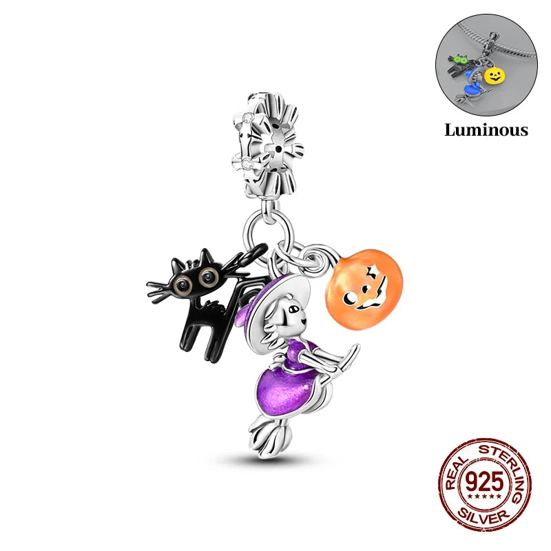 925 Sterling Silver Halloween Luminous Charm Bead