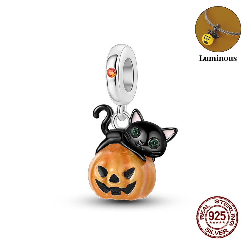 925 Sterling Silver Halloween Luminous Charm Bead