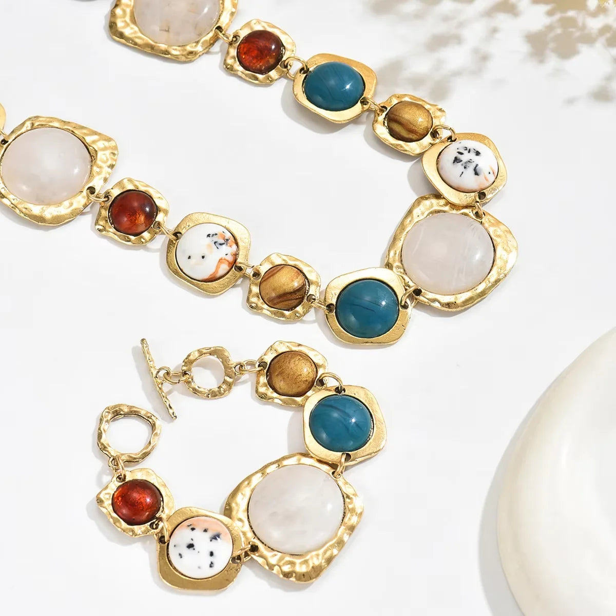 Vintage Bohemian Multicolor Geometric Necklace & Bracelet Set