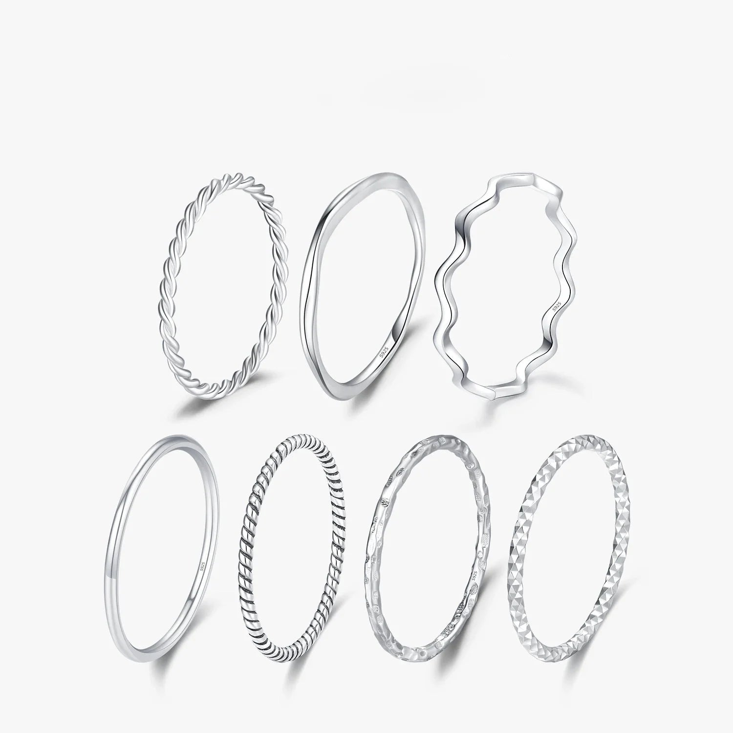 925 Sterling Silver Classic Wave Stackable Ring