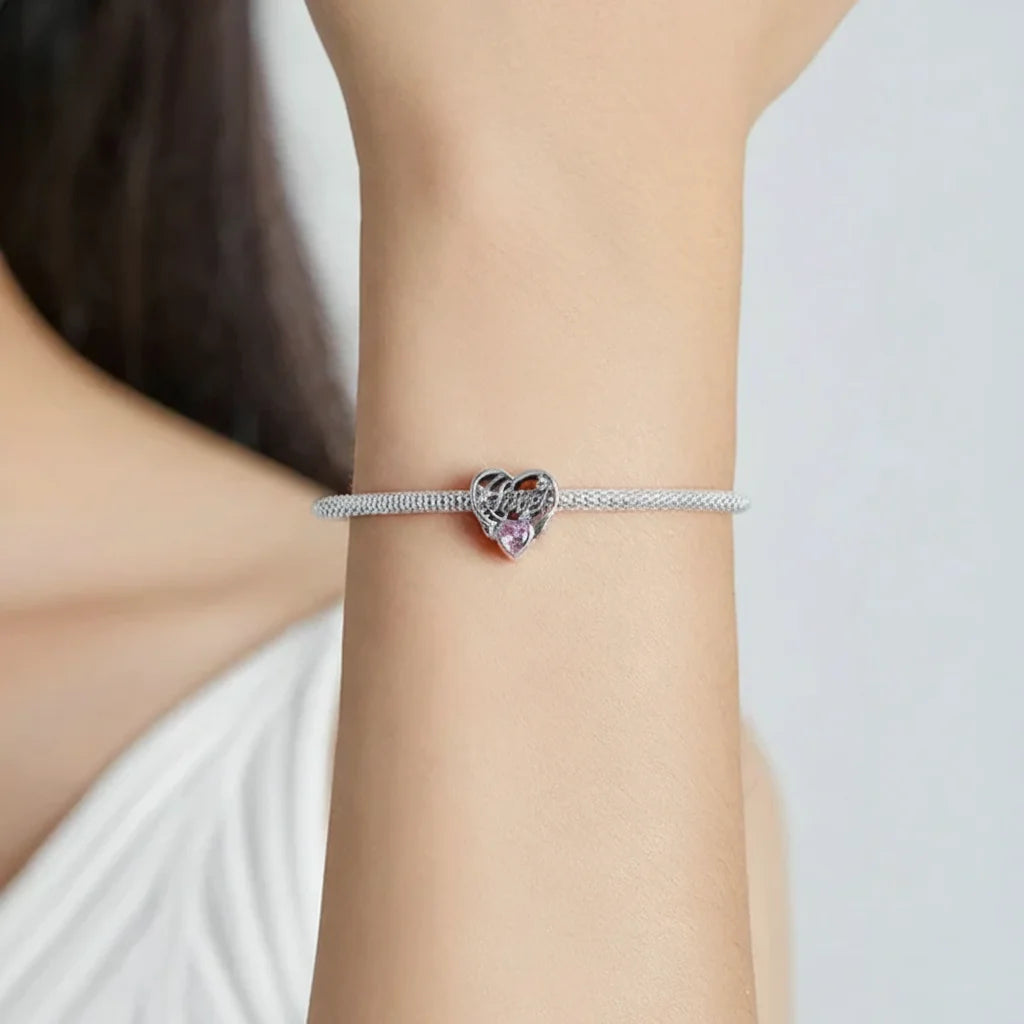 925 Sterling Silver Cat Claw Heart Charm