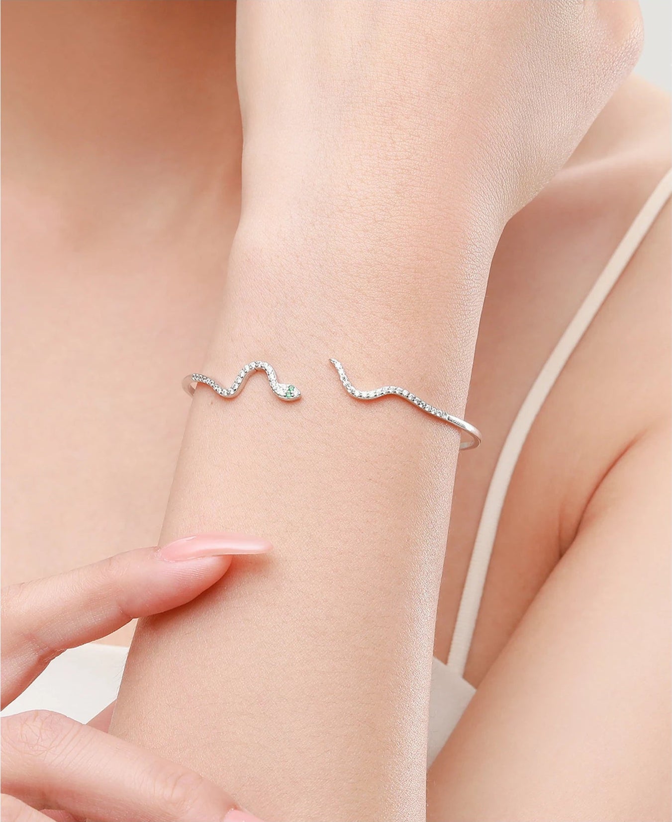 925 Sterling Silver Punk Fashion  Exquisite  Clear CZ Snake Sets