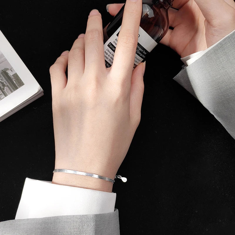 925 Sterling Silver Snake Bone Chain Bracelet