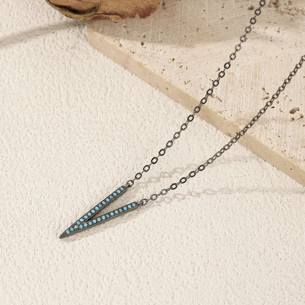 925 Sterling Silver V-Shape Turquoise Necklace