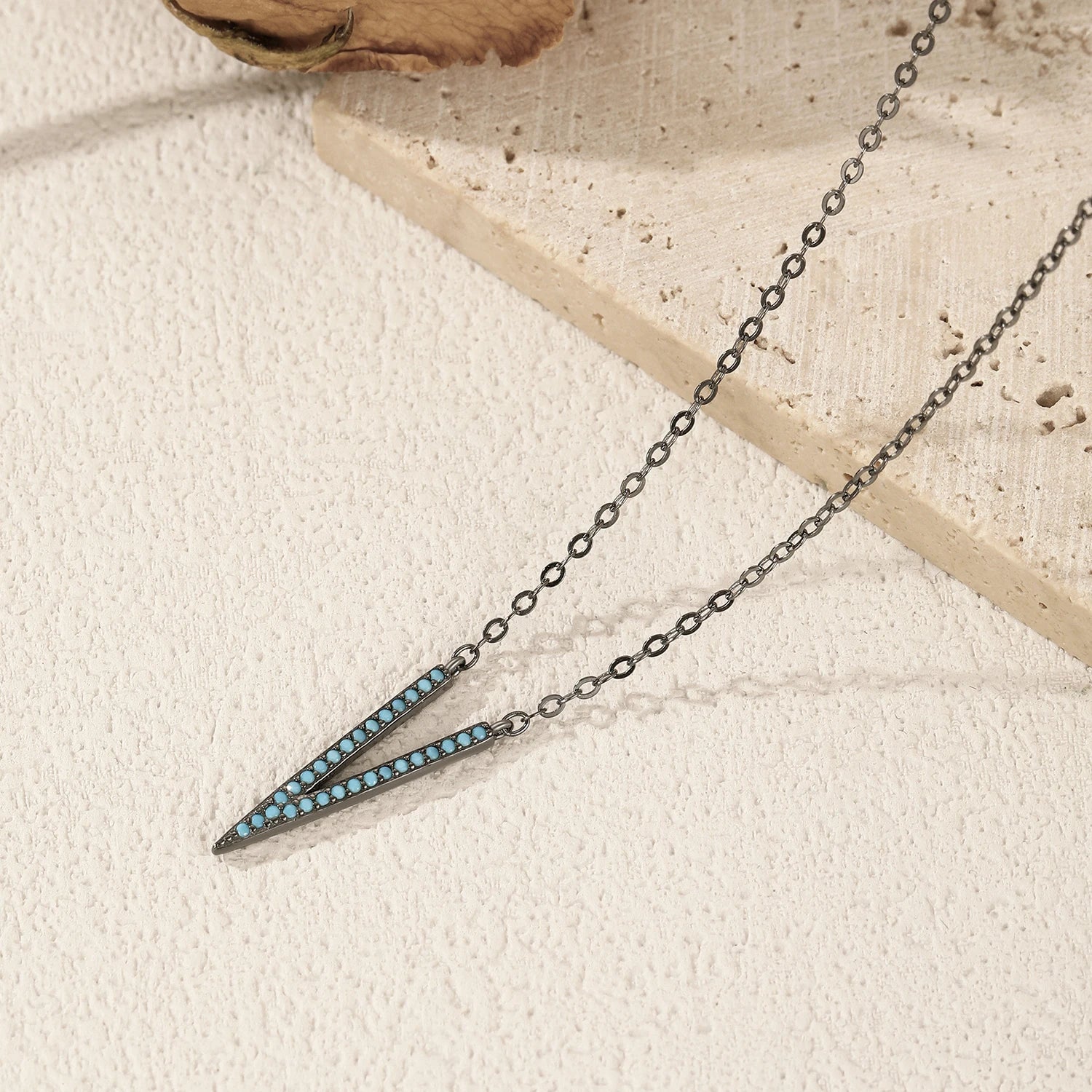 925 Sterling Silver V-Shape Turquoise Necklace