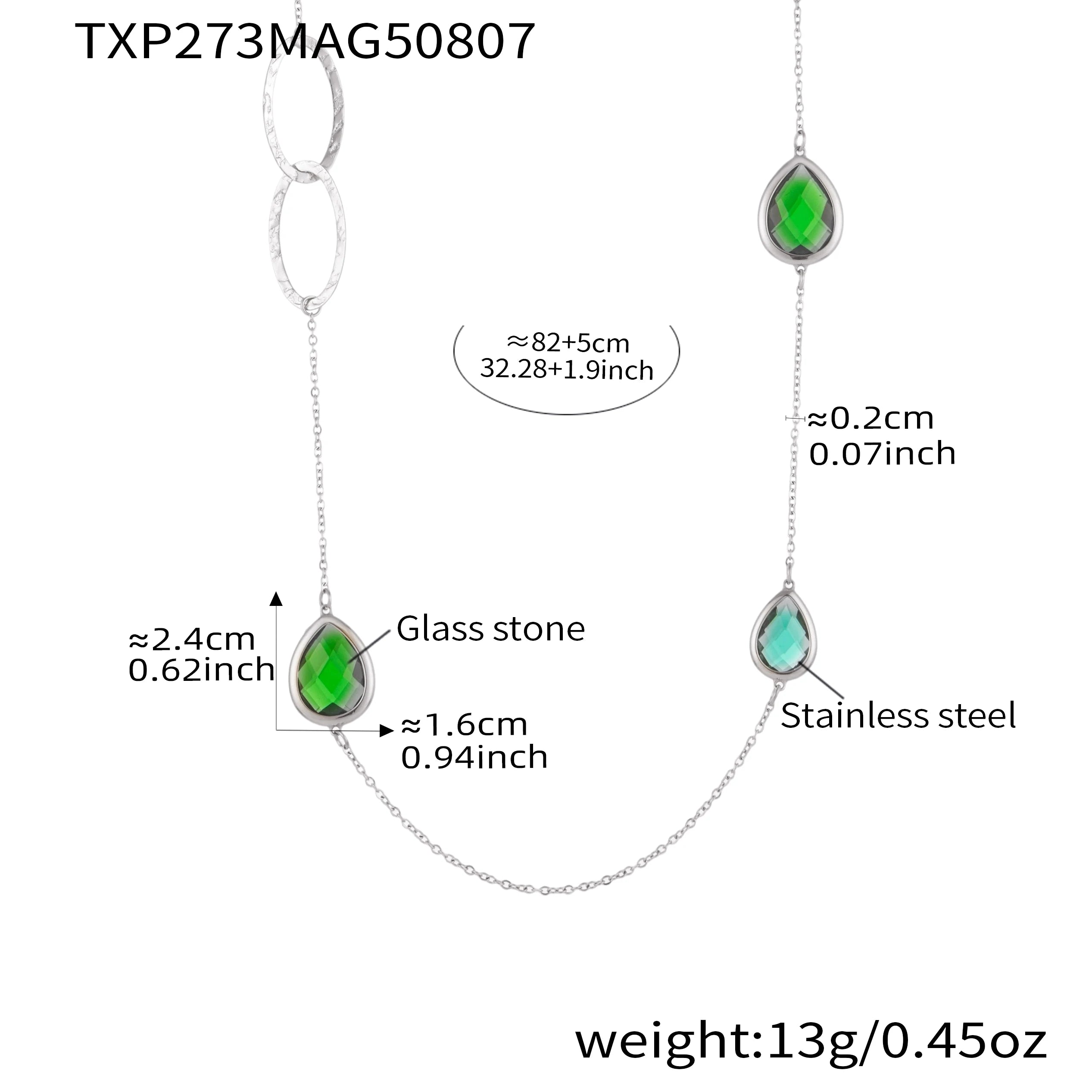 18K Gold Plated Long Sweater Chain Necklace with Faceted Glass Droplet Pendant