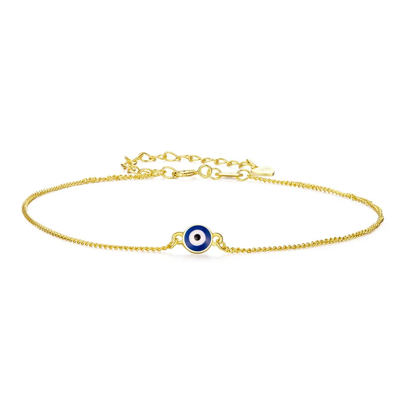 925 Sterling Silver Blue Evil Eye Anklet