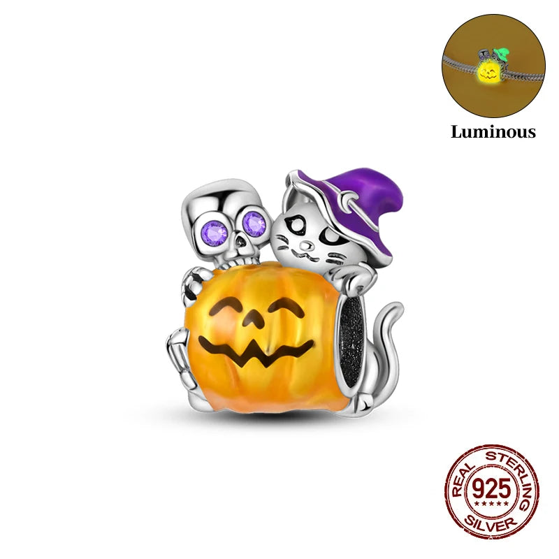 925 Sterling Silver Halloween Luminous Charm Bead