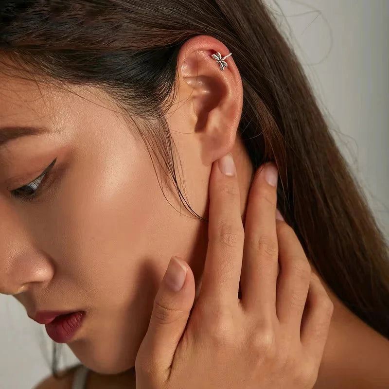 925 Sterling Silver Vintage Dragonfly Ear Cuff
