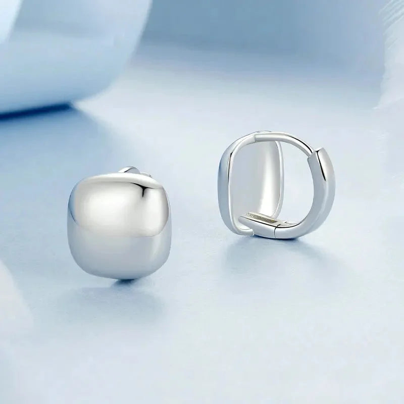 925 Sterling Silver Chunky Square Hoop Earrings