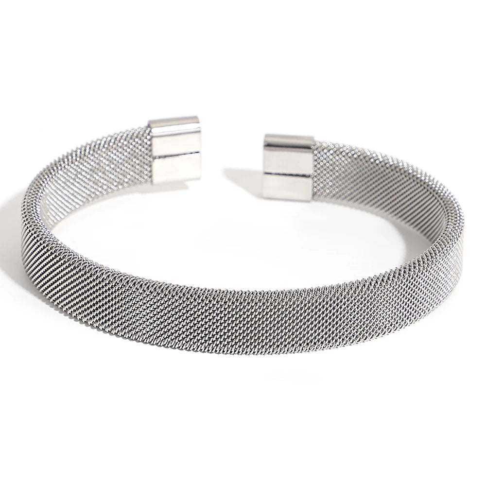 Hand-Woven Twisted Metal Open Bracelet