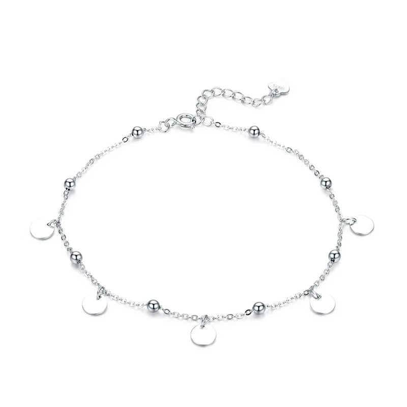 925 Sterling Silver Minimalist Beaded Anklet