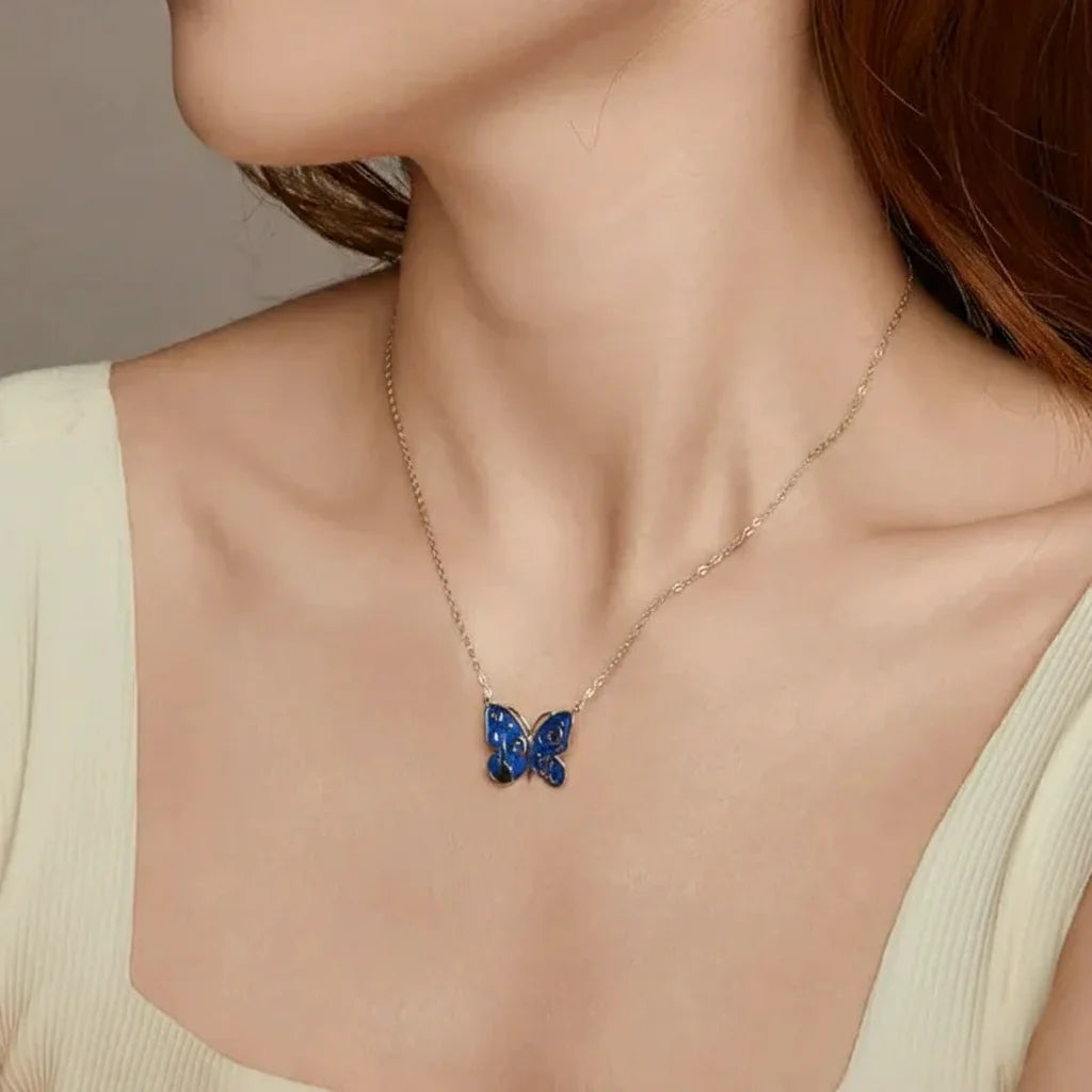 WOSTU Original 925 Sterling Silver Animal Starry Butterfly Necklace Adjustable Chain For Women Wedding Party Gift Fine Jewelry