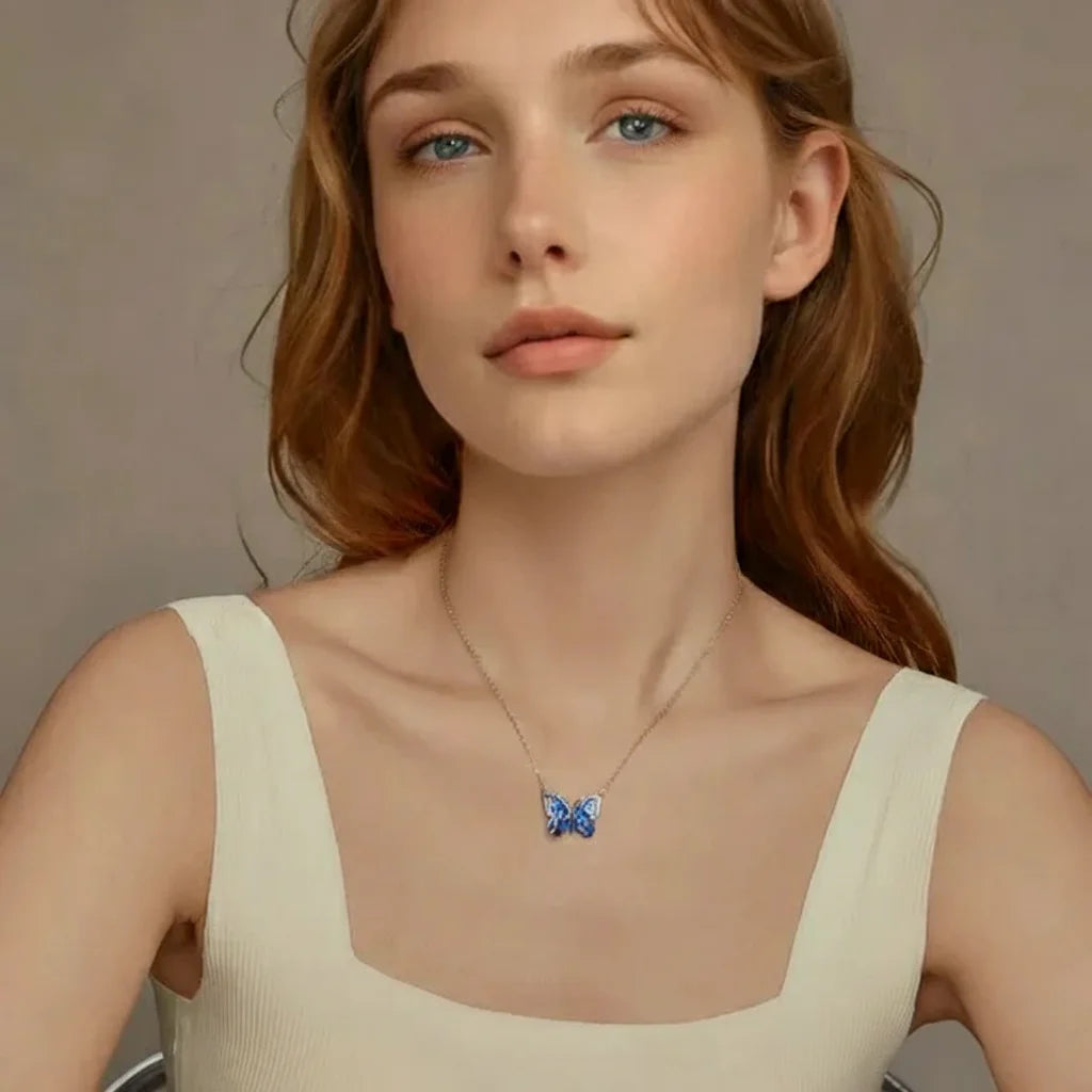 WOSTU Original 925 Sterling Silver Animal Starry Butterfly Necklace Adjustable Chain For Women Wedding Party Gift Fine Jewelry