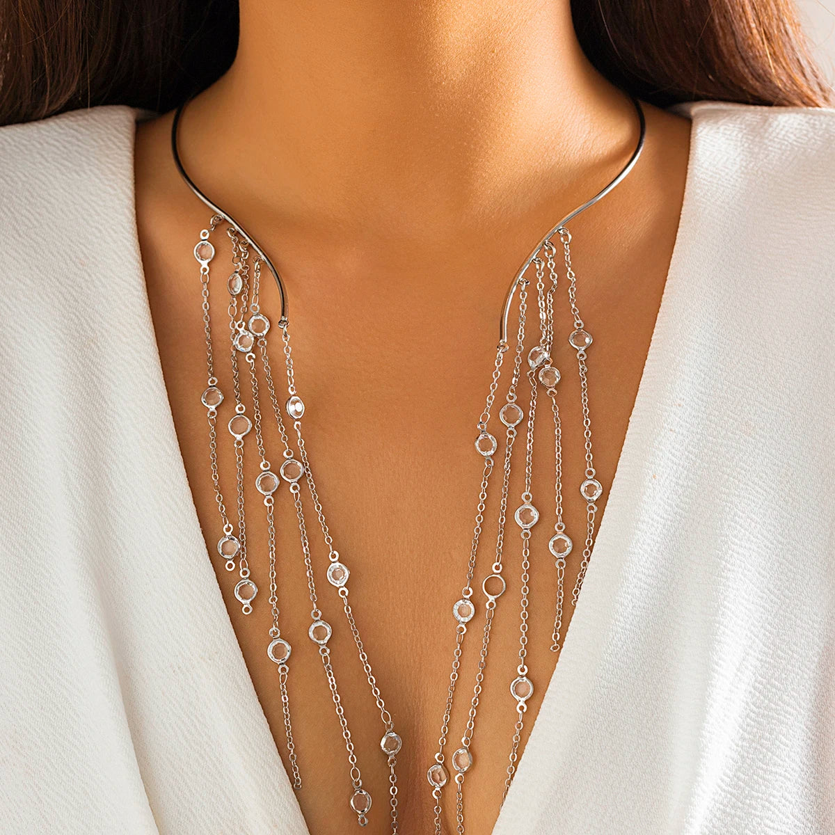 Vintage Pearl Star Tassel Choker Necklace