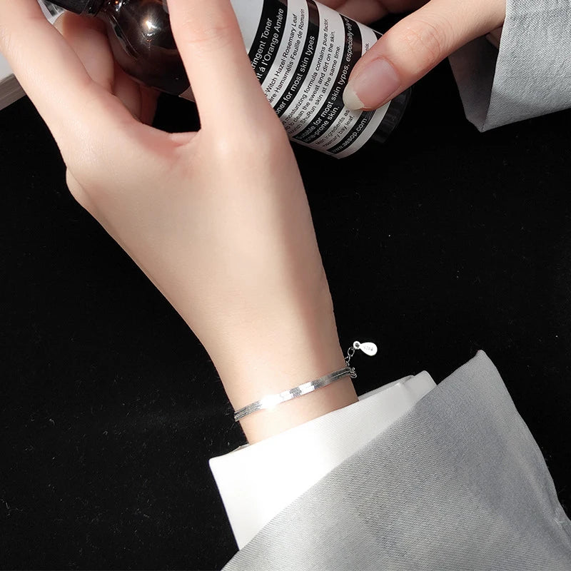 925 Sterling Silver Snake Bone Chain Bracelet