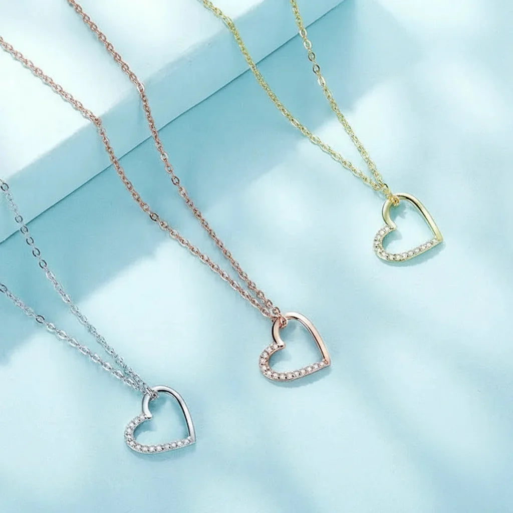 925 Sterling Silver Connected Hearts Choker Necklace