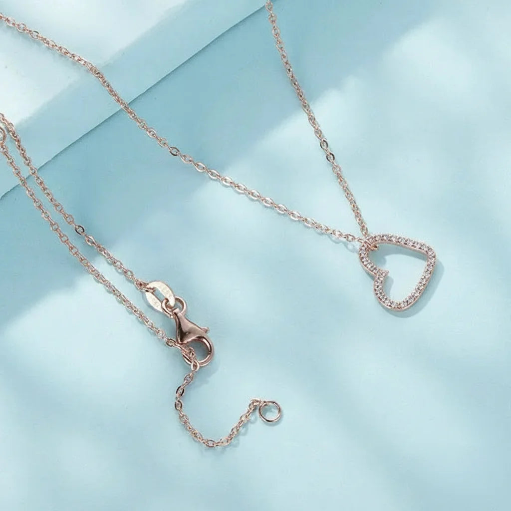 925 Sterling Silver Connected Hearts Choker Necklace