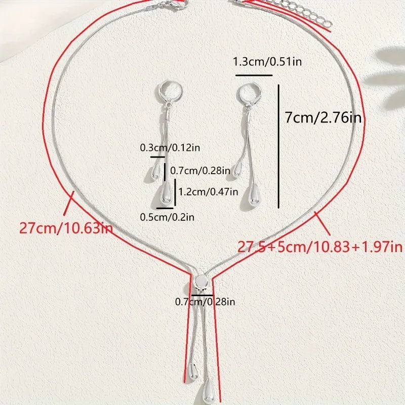 Long Drop Pendant Necklace & Earring Set