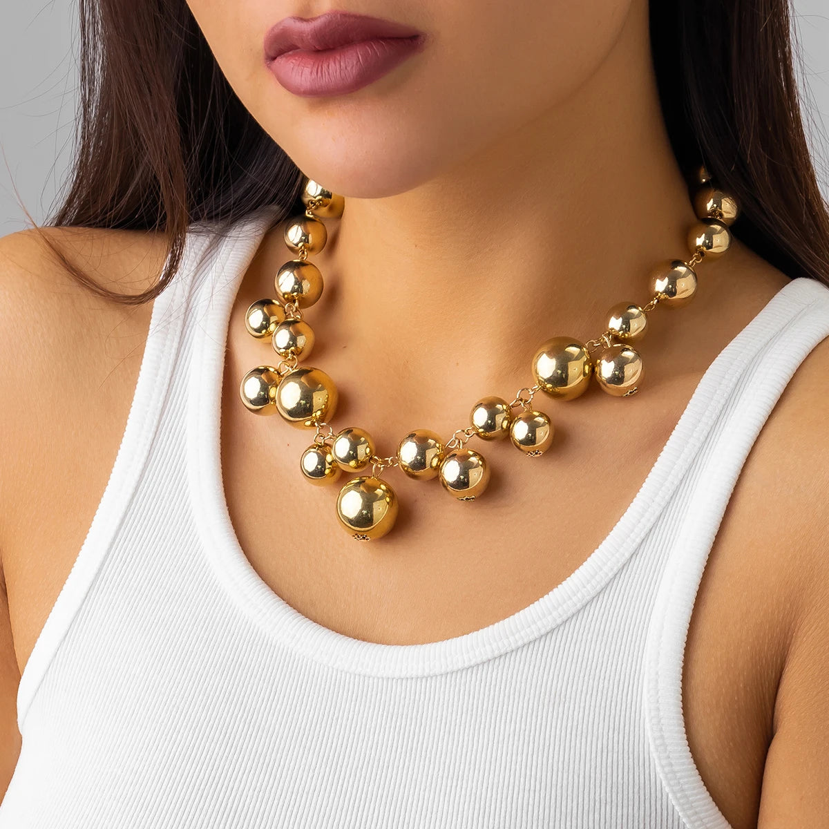 Chunky Acrylic Bead Chain Choker Necklace