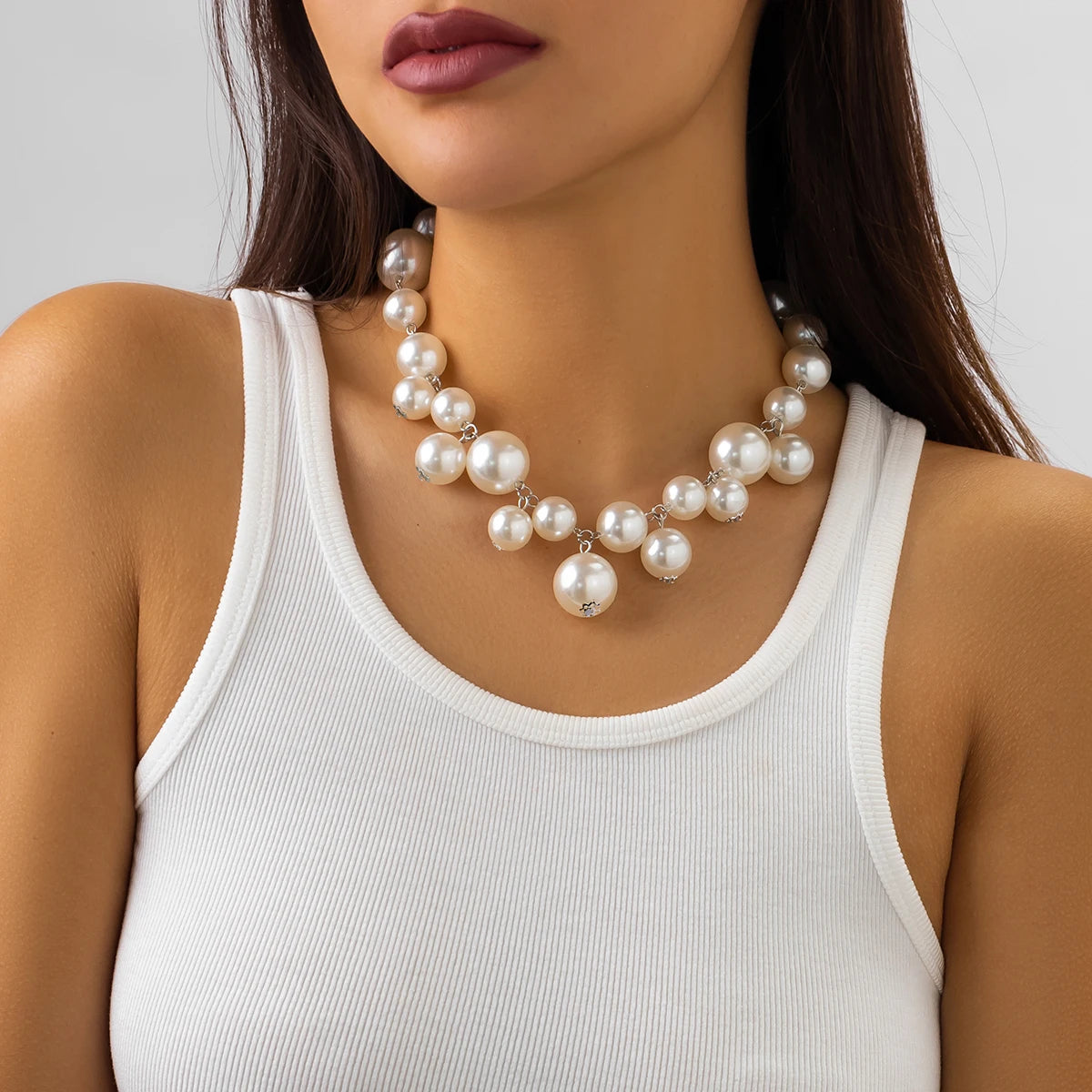 Chunky Acrylic Bead Chain Choker Necklace