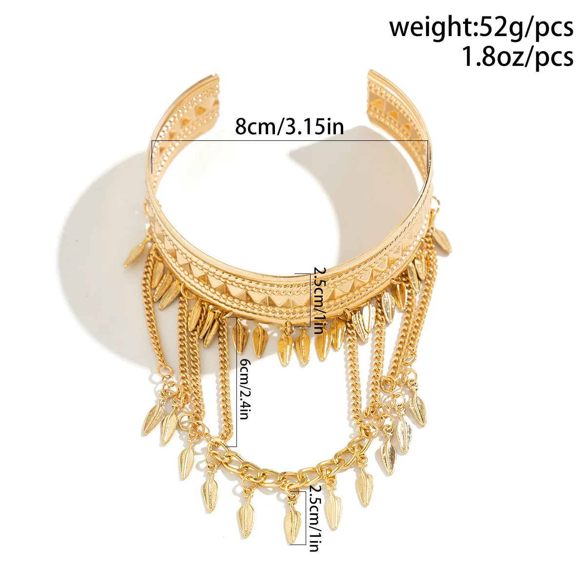 Gold Coin & Leaf Tassel Upper Arm Bracelet