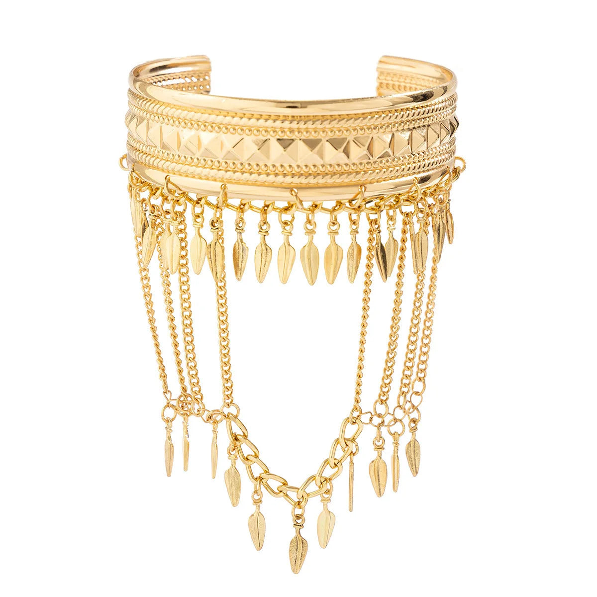 Gold Coin & Leaf Tassel Upper Arm Bracelet