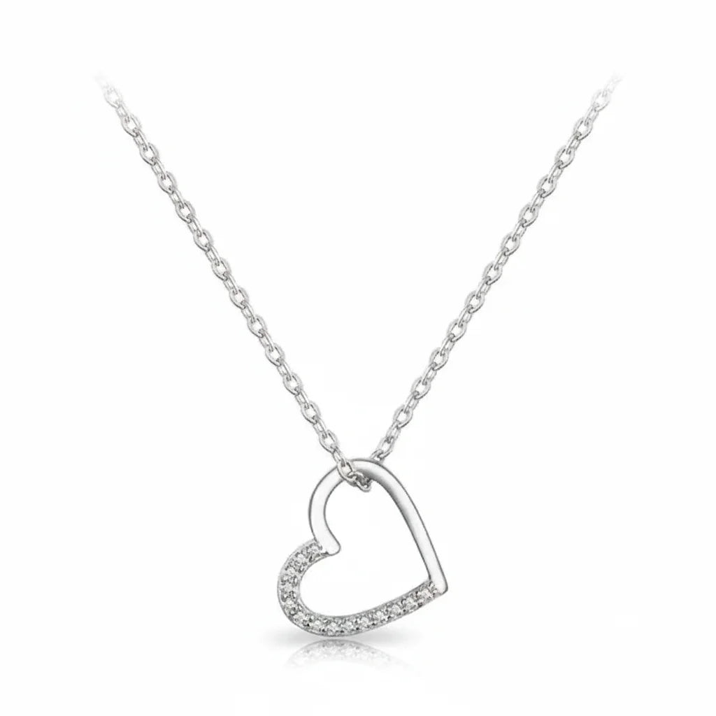 925 Sterling Silver Connected Hearts Choker Necklace