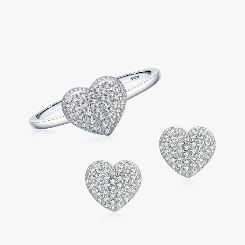 925 Sterling Silver Romantic Heart Jewelry Set