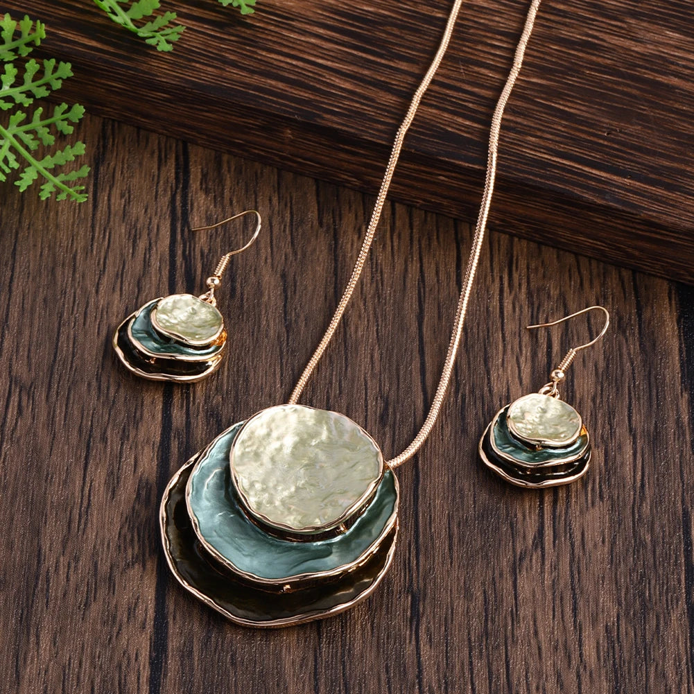 Round Irregular Necklace & Earrings Set
