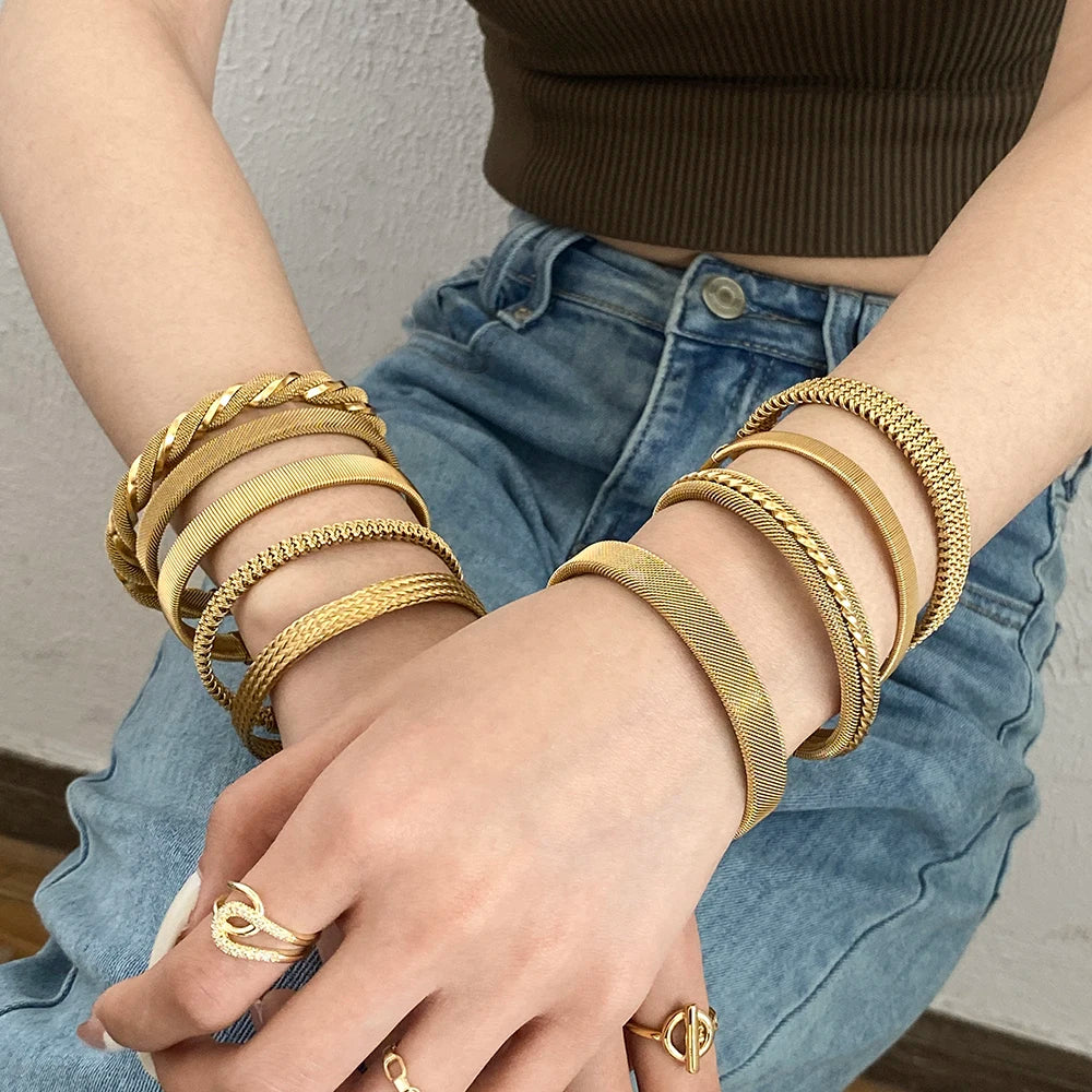 Hand-Woven Twisted Metal Open Bracelet