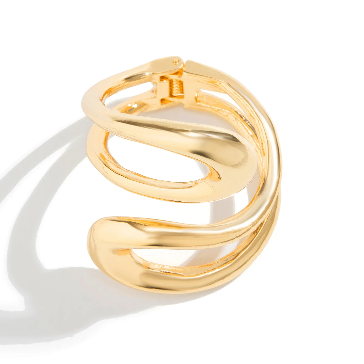 Chunky Twisted Gold Open Cuff Bracelet