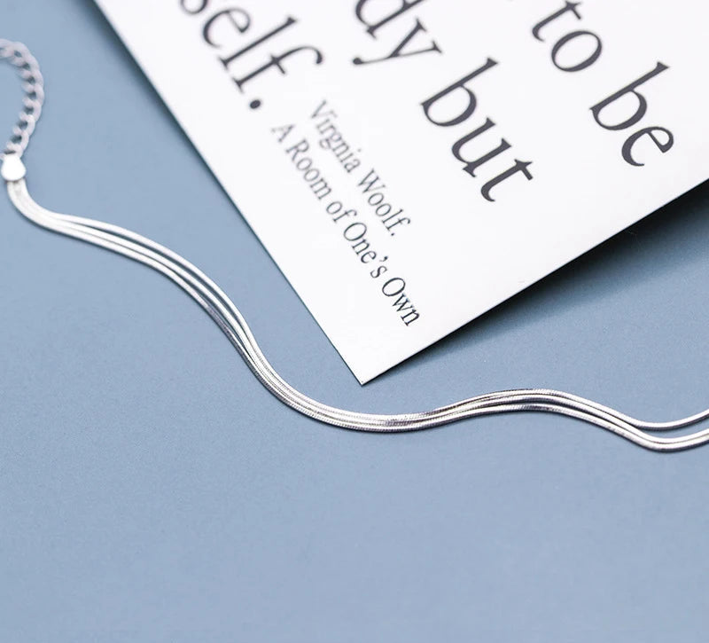 925 Sterling Silver Three Layer Snake Bone Chain Bracelet