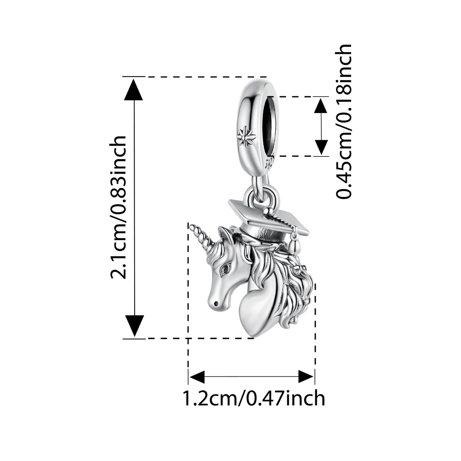 925 Sterling Silver Graduation Owl & Cap Charm