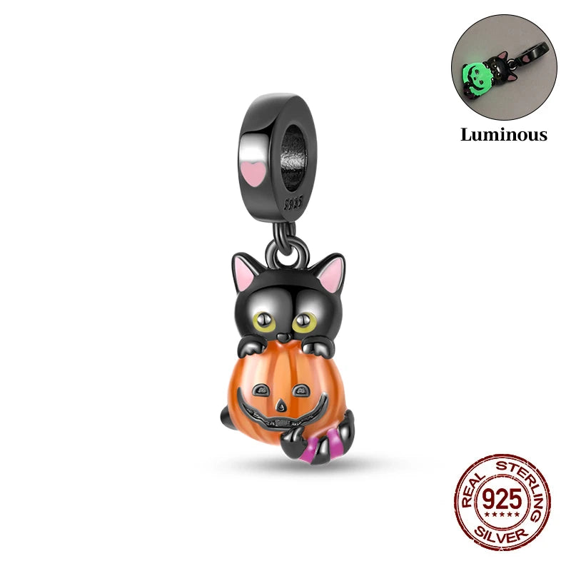925 Sterling Silver Halloween Luminous Charm Bead