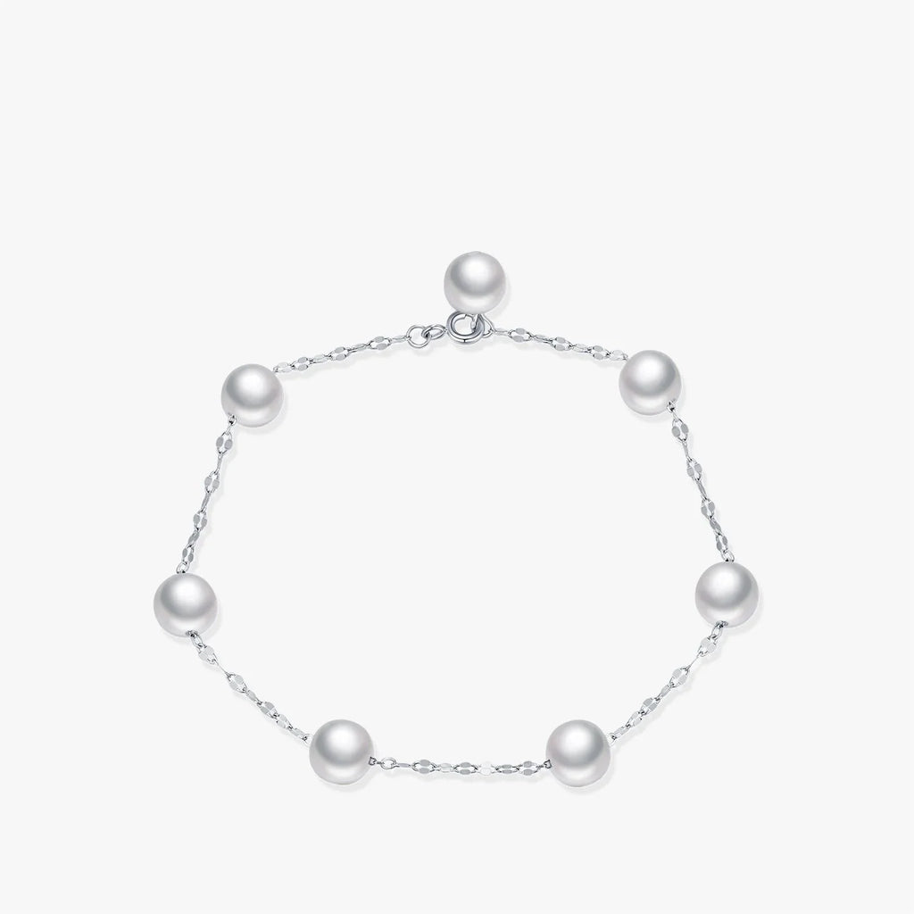 925 Sterling Silver Crystal Pearl Charm Bracelet