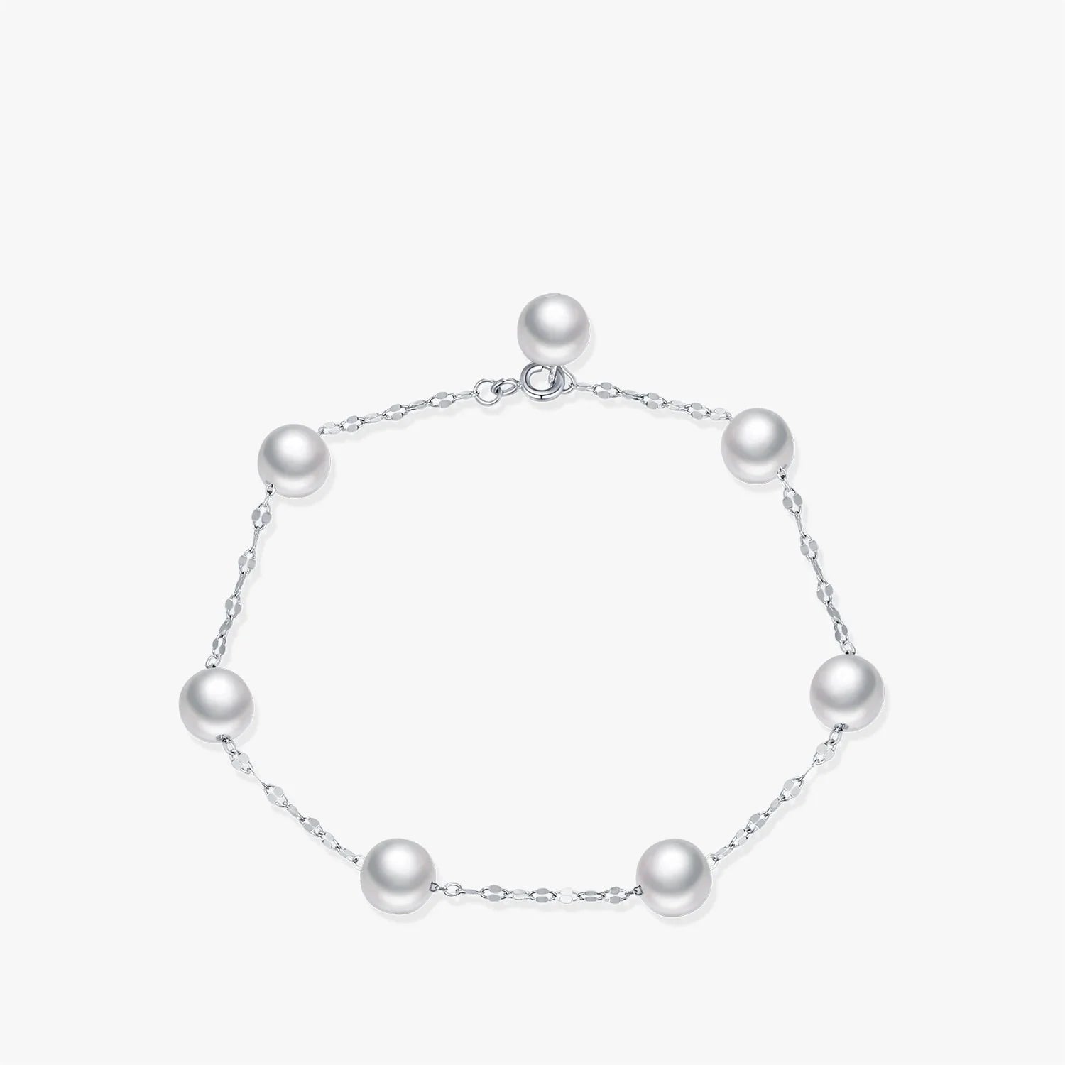 925 Sterling Silver Crystal Pearl Charm Bracelet