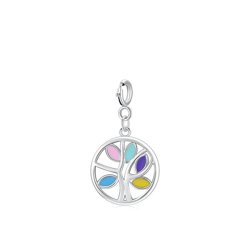 925 Sterling Silver Enamel Rainbow Plant Heart Charm