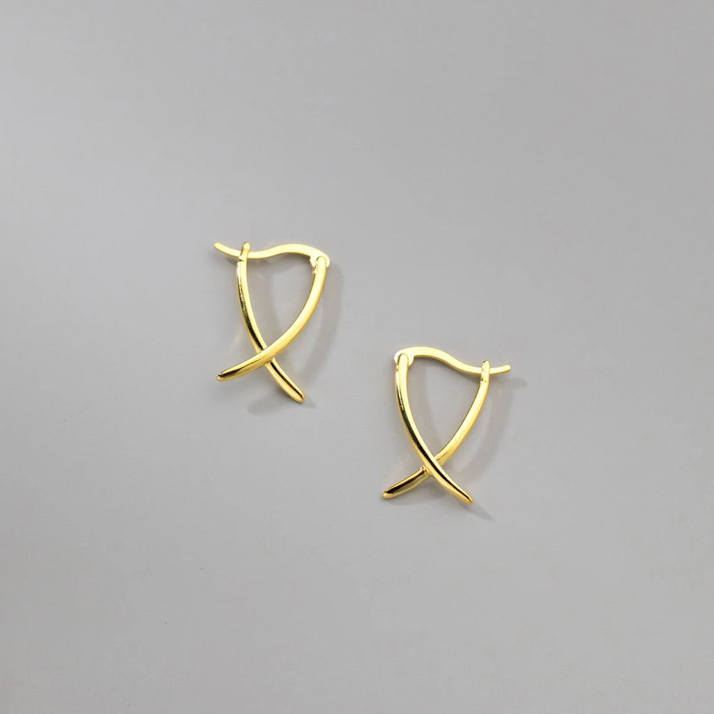 925 Sterling Silver Abstract Hoop Earrings